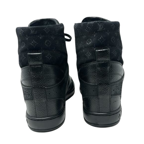 Louis Vuitton Cliff Women's Sneakers High Top Leather Suede Monogram Black Sz 39 - Picture 8 of 15